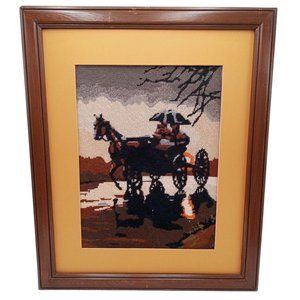 Romantic Carriage Ride In The Rain Needlepoint Framed Gallery Wall Home Decor